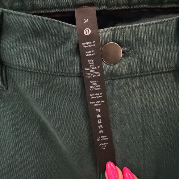 Lululemon ABC Pant Men’s 34x43 Green Utilitech Stretch Abrasion Resistant LM5ABN - Picture 3 of 8
